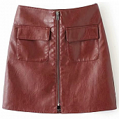 Картинка Юбка мини эко кожа молния по середине 2 кармана с клапанами от магазина LonnaMag