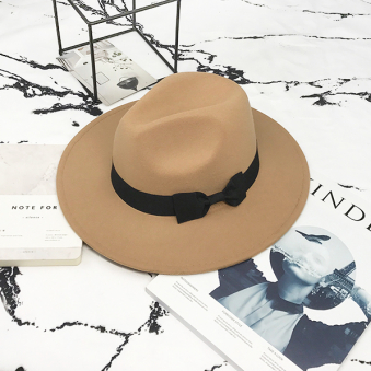 Шляпа федора черная лента с бантиком