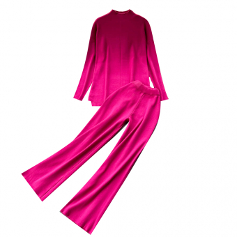 Комплект трикотаж ровный джемпер шов по середине + широкие штаны