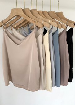 Топ майка S`20 шелк подклад на груди - тонкие лямки