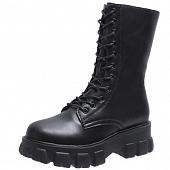 картинка Ботинки высокие мартинсы шнуровка в цвет массивная подошва от магазина LonnaMag