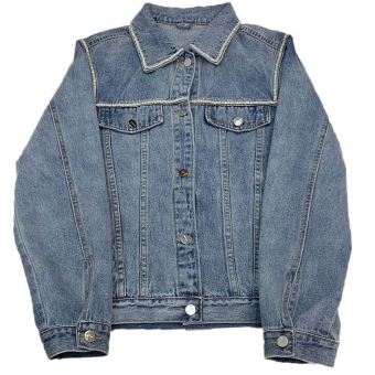 Куртка джинс стразы на груди и воротнике