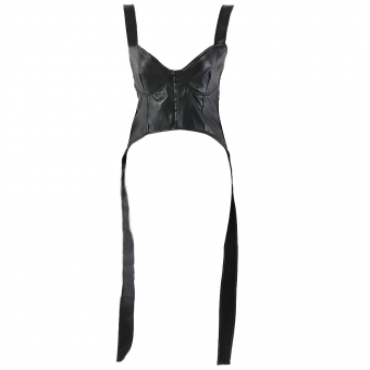 Топ корсет эко кожа по бокам удлиненные полосы