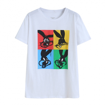 Футболка принт кролик Багз Банни 4 цветных квадрата
