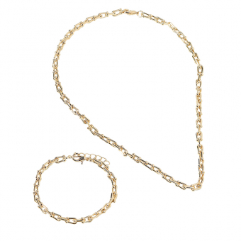 Набор колье цепь плетенье дуга с 2 шариками + браслет