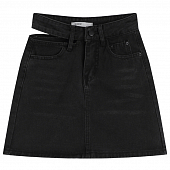 Картинка Юбка мини джинсовая вырез на талии с одной стороны от магазина LonnaMag