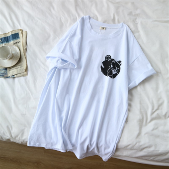 Футболка длинная туника oversize принт злой мишка