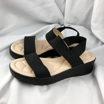 Сандалии МОРЕ черные резинки мягкая стелька