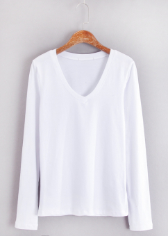 Лонгслив плотный стрейч по фигуре глубокий V-вырез