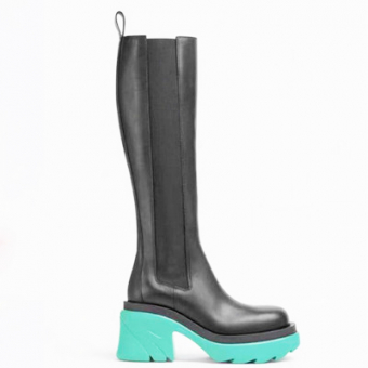 Сапоги высокие челси цветная подошва + каблук