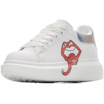 Кроссовки массивные сбоку перламутр пятка принт Рот с языком