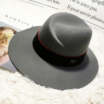 Шляпа федора черная лента с красным кантом М