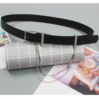 Ремень с элементами из страх бляшка + цепочка