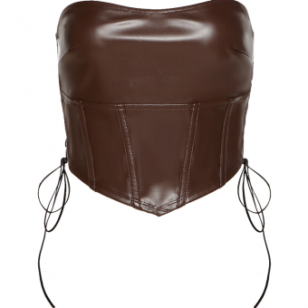 Топ корсет экокожа по бокам шнуровка