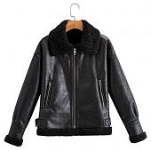 Картинка Дубленка на молнии 2 кармана воротник на ремешке мех по низу и на рукаве от магазина LonnaMag