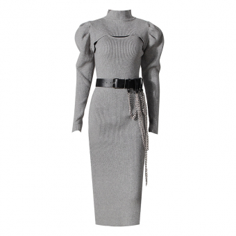 Комплект трикотаж платье майка + нарукавники объемные рукава