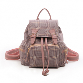 Портфель тканевый в клетку с ремешками