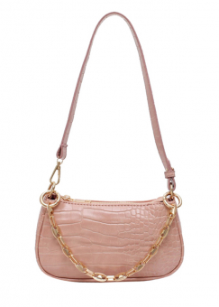 Сумка багет тиснение крокодил золотая цепь на ручке