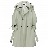 Картинка Тренч светло-зеленый полосатый подклад черная фурнитура от магазина LonnaMag