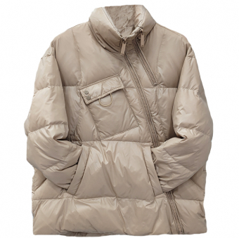 Куртка oversize ворот стойка 2 молнии по диагонали и карман + карман кенгуру