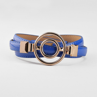 Ремень выпуклый глянцевый пряжка двойной круг ширина - 1,4 см