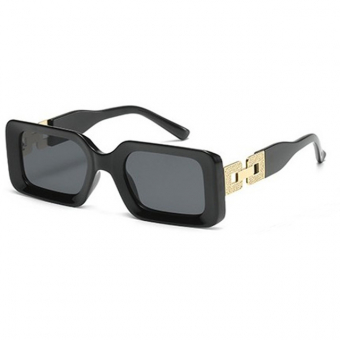 Очки прямоугольные массивная пластик оправа на дужках соединение золотые квадраты
