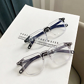 картинка Очки без диоптрий прозрачная пластик оправа 4 точки дырки в дужках - вставки от магазина LonnaMag