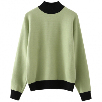 Комплект трикотаж зеленый джемпер + черная юбка