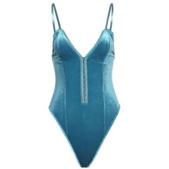 Боди бархат голубой спреди на крючках