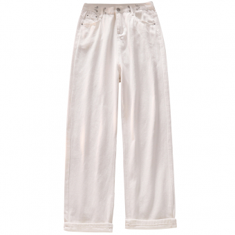 Джинсы прямые широкие регулировка на талии крючки