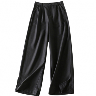 Брюки широкие костюмная ткань по бокам разрезы