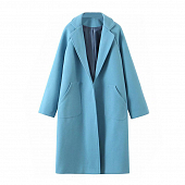 Картинка Пальто небесно-голубое спереди карманы сзади шов по длине от магазина LonnaMag