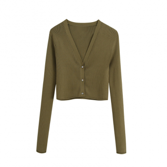 Комплект трикотаж темно-зеленый кардиган укороченный + топ + юбка миди