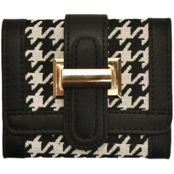 Кошелек маленький гусиная лапка золотая Н пряжка на клапане