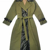 Картинка Тренч макси вставки черная эко-кожа от магазина LonnaMag