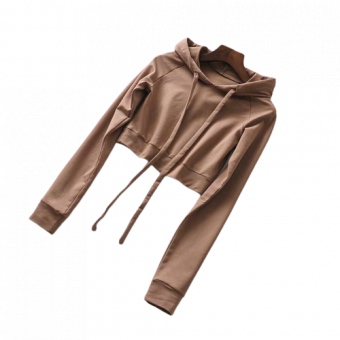 Худи укороченное с капюшоном крупные шнурки в цвет