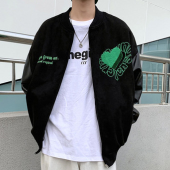 Бомбер рукава эко кожа вышивка сердце надписи