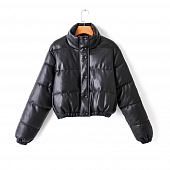 Картинка Куртка дутая короткая эко-кожа талия на резинке от магазина LonnaMag