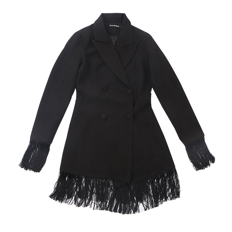 Картинка Пиджак длинный (платье) длинная бахрома на рукавах и по низу от магазина LonnaMag