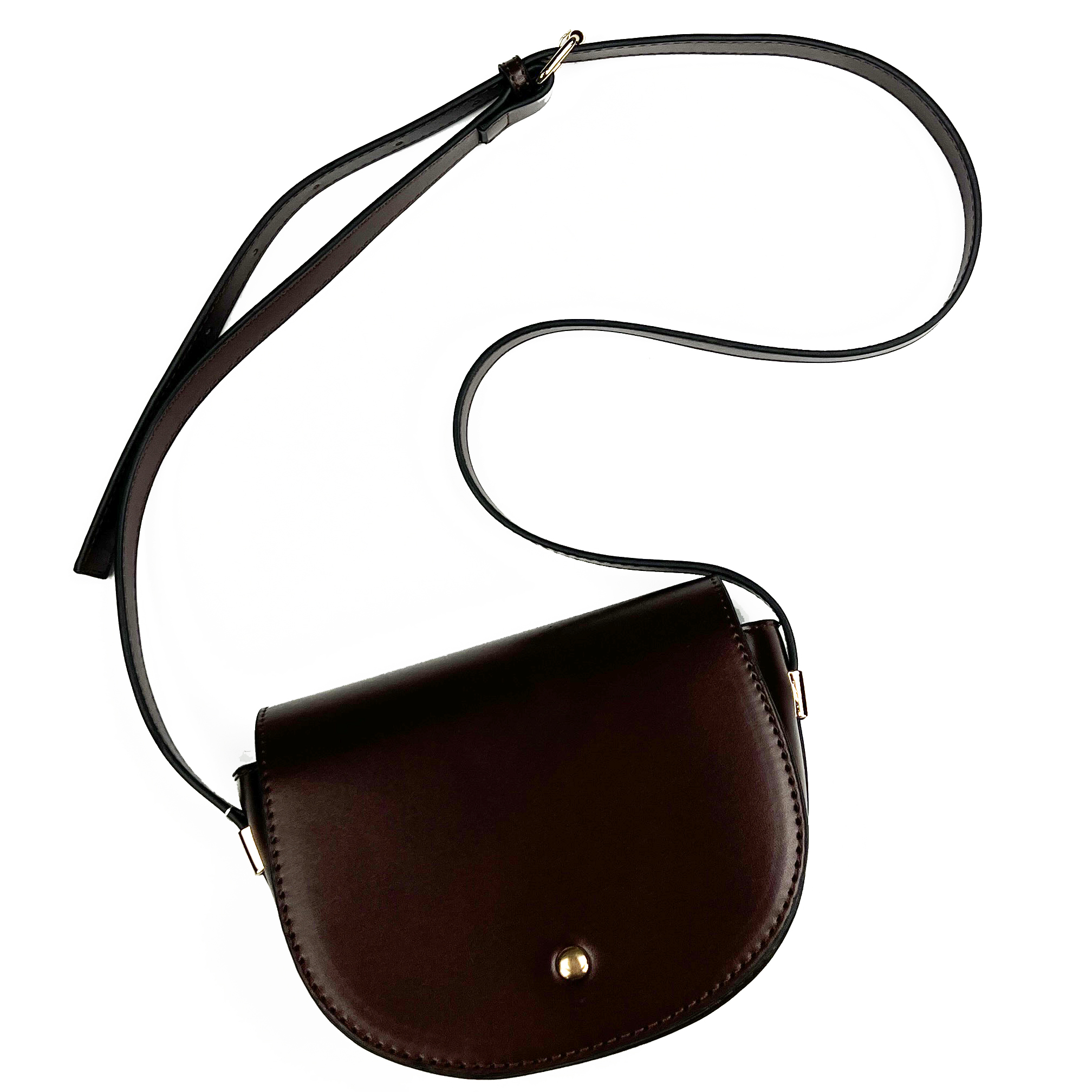 картинка Сумка мессенджер полукруглая темно-бордовая золотая клепка от магазина LonnaMag