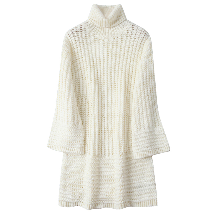 Картинка Платье вязаное высокий ворот снизу горизантальные полосы от магазина LonnaMag