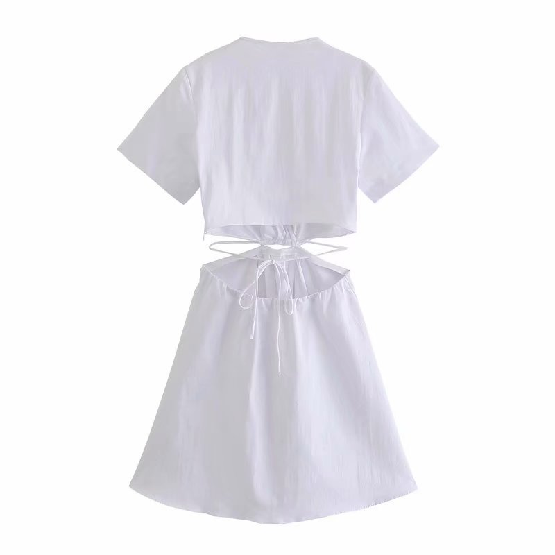 Картинка Платье мини V вырез на талии вырез с завязками от магазина LonnaMag