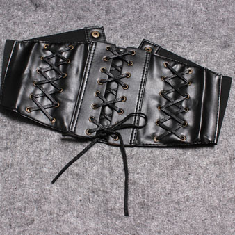 картинка Пояс корсет эко кожа имитация корсетной стяжки сзади широкая резинка 4 кнопки  от магазина LonnaMag