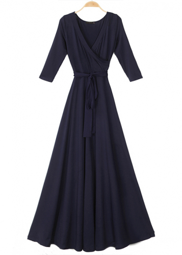 Картинка Платье макси стрейч верх запахом рукав 3/4 + пояс от магазина LonnaMag