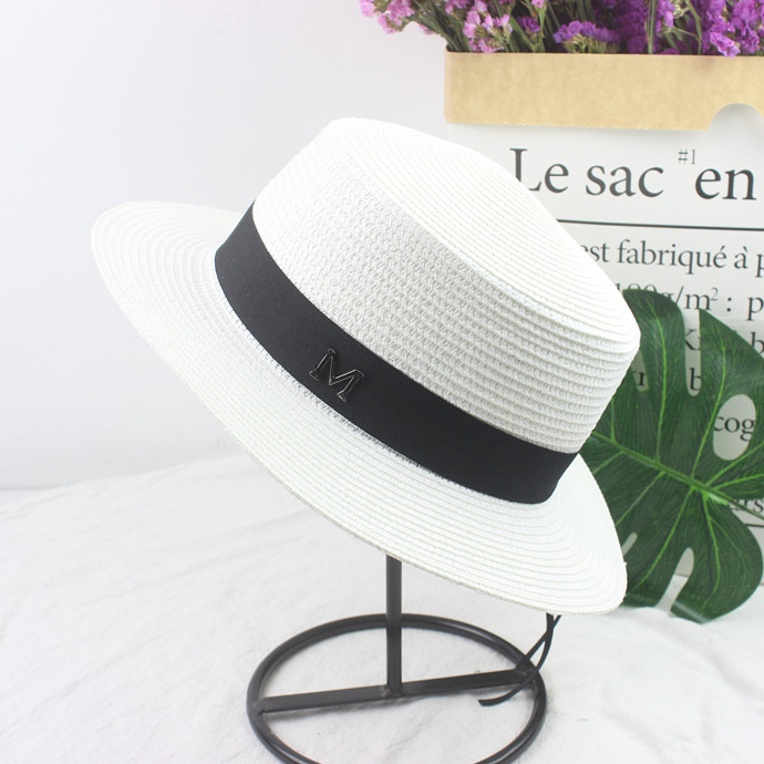 картинка Шляпа соломенная канотье белая с черной лентой от магазина LonnaMag