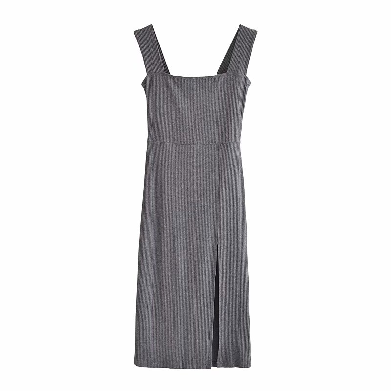 Картинка Платье миди квадратный вырез широкие лямки разрез по ноге 2 расцветки от магазина LonnaMag