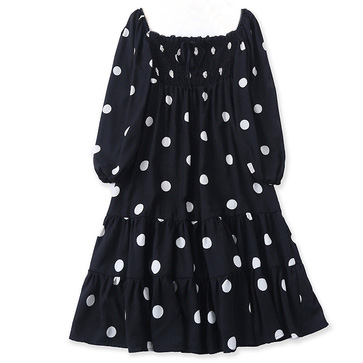 Картинка Платье миди грудь на резинках юбка клеш крупный горох от магазина LonnaMag