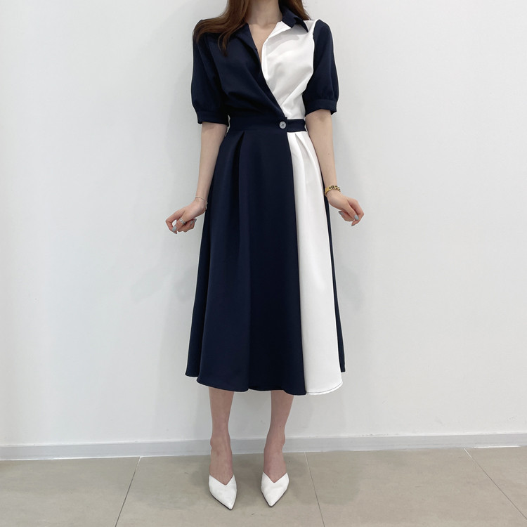 Картинка Платье рубашка короткий рукав одна сторона белая другая цветная от магазина LonnaMag