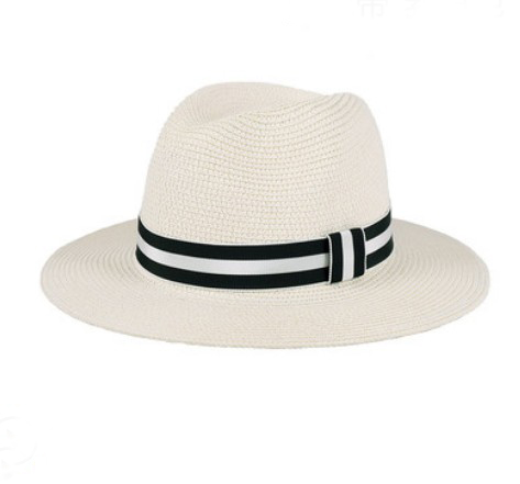 картинка Шляпа соломенная широкая лента в полосу чб от магазина LonnaMag