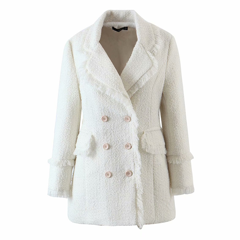 Картинка Пиджак пальто твид бахрома 6 светлых пуговиц от магазина LonnaMag